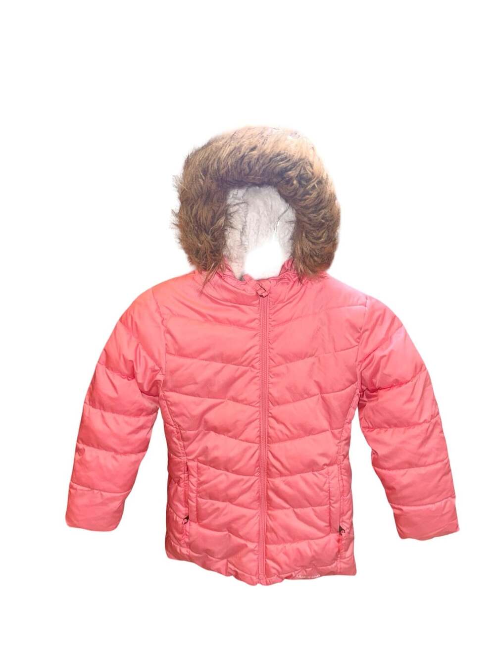 Lands' End Girls Pink Quilted Hooded Puffer Winter Jacket XS (5/6)
